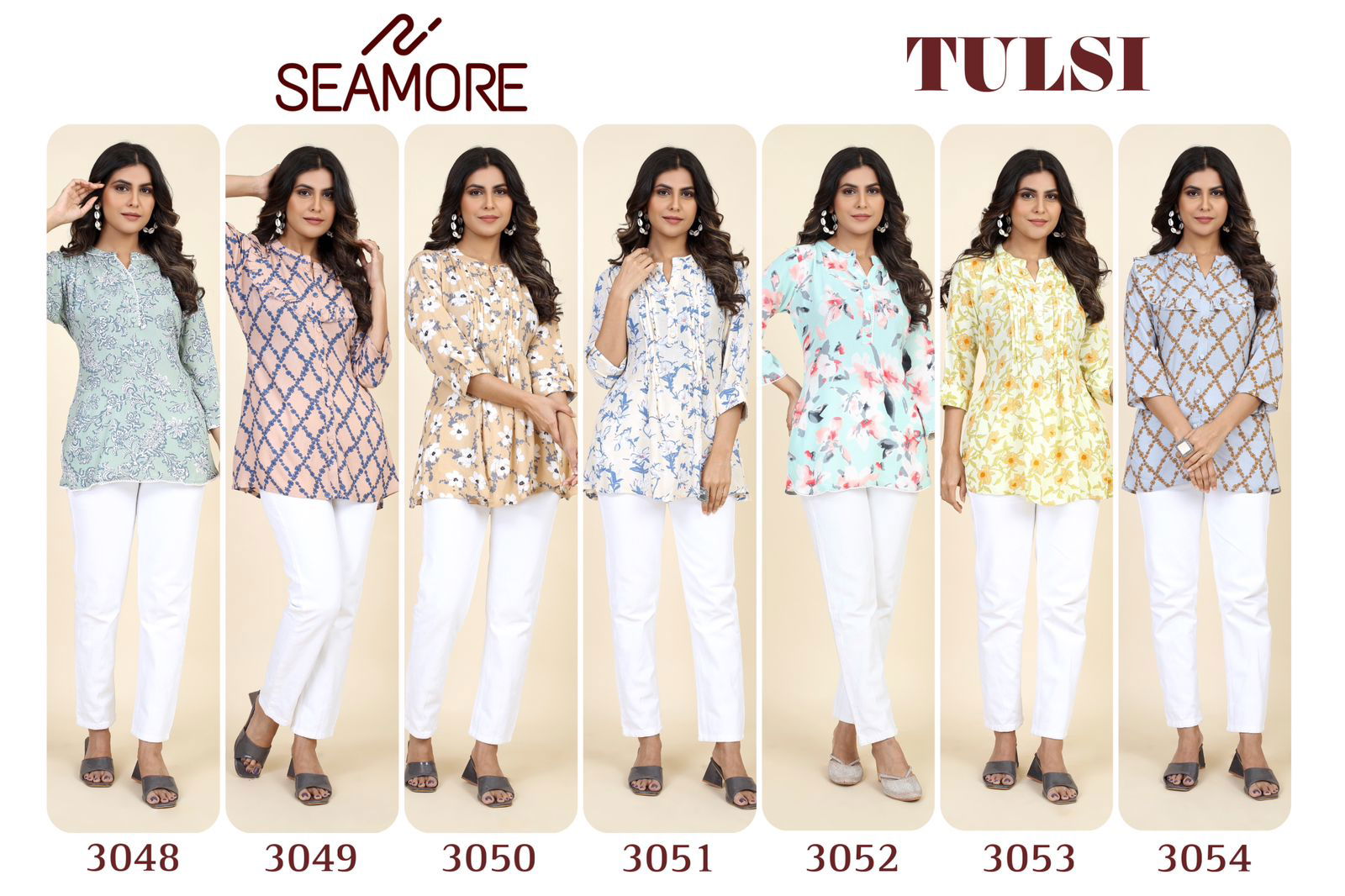 Tulsi By Seamore 3048 To 3054 Printed Rayon Ladies Top Wholesale Price In Surat